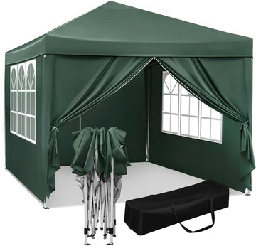 Happyment Partytent met zijwanden - Groen - Opvouwbaar - Easy up - Paviljoen - Waterdicht weerbestendig - 3x3 m