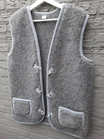 Schapenwollen bodywarmer 100% natuurproduct - Grijs - schapenwol - Maat M - vest - wol