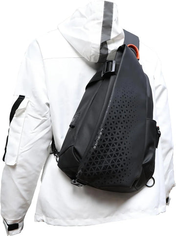 Sling Backsuck Sport Outdoor Borstzak Crossbag Schoudertas voor heren Sling Bag Crossbody Rugzak voor Camping Gym Reizen Wandelen, C-zwart (groot)