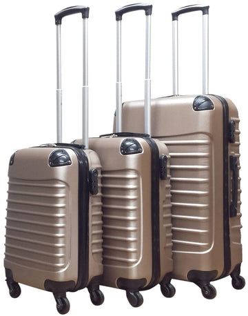 Quadrant 3 delige ABS Kofferset - 2 x handbagage koffer / 1 x grote koffer - Champagne