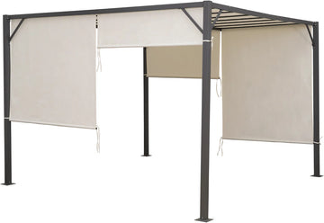 MaxxGarden Pergola - Partytent - Tuinpaviljoen met één gesloten zijkant - 3x3x2,3 m - Cream