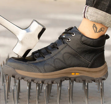 Werkschoenen - 46 - SB - Dames / Heren - Lederen Veiligheidsschoenen - Schoenen voor werk - Werkende laarzen - Beschermende schoenen - Anti ippact - Onmenkijable Sole - Anti slip - Beschermende neus - Beschermende zool