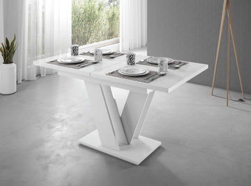 Meubella - Eetkamertafel Moris - Hoogglans wit