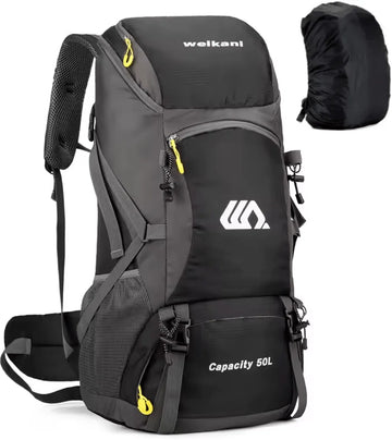 E-Shop4u® - 50L - Rugzak - Backpacks - Waterdicht - Nylon - Kamperen - Wandelen - Outdoor - Trekking - Rugzakken - Schoenvak - Waterpijp - Reflecterend - Zwart - Backpack Organizer