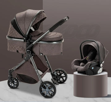 N.lux - Luxe kinderwagen set 3 in 1 - Wandelwagen - Inclusief autostoel - Buggy - Bruin