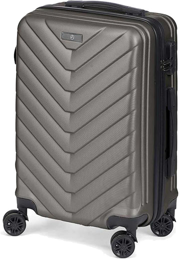 Cabine handbagage reis trolley koffer Pyramid - zwenkwielen - 57 x 38 x 23 cm - 48 liter - antraciet - cijferslot - dubbel hengsel