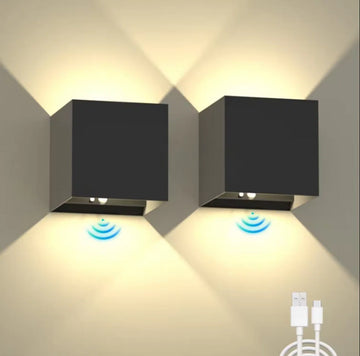 2X Oplaadbare wandlamp binnen op batterijen draadloos - Krachtige 5500mAh batterij - 2700K Warm licht - met bewegingssensor - wandlamp oplaadbaar - Nieuweste versie 2024 - trapverlichting
