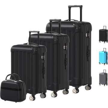 Voyagoux® 4-Piece Suitcase Set – ABS Suitcase Set – L / M / S / XS – Suitcase – Black