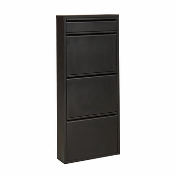 VEEHAUS® - Graham - Praktisch schoenenrek - schoenenrek zwart - schoenenrek met 3 niveaus - extra niveau - schoenenkast zwart - schoenenrek metaal industrieel - metaal - 50 x 114 x 15cm -zwart