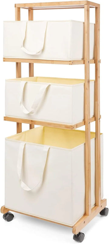 Was organizer - Wasorganizer - Was sorteerder - Wasmand met plank - Wassorteerder 3 vakken - Voor de benodigde orde in jouw wasmand!
