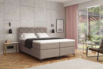 Meuba Home - Oslo Boxspring - Taupe - 140x200 - Microfiber - Met topper