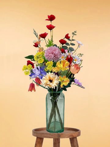 Zijden Boeket – 70-80 cm hoog – 15 stelen - doe-het-zelf boeket – DIY – alle kunstbloemen los geleverd – Lente – multi color – Exclusief vaas – Plukboeket - Veldboeket – Kunstbloemen - nep bloemen - nepbloemen - kunstplanten