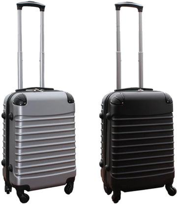 Kofferset 2 delig ABS handbagage koffers - met cijferslot - 39 liter - zwart - zilver