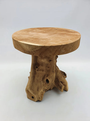 Teak houten krukje - boomstam