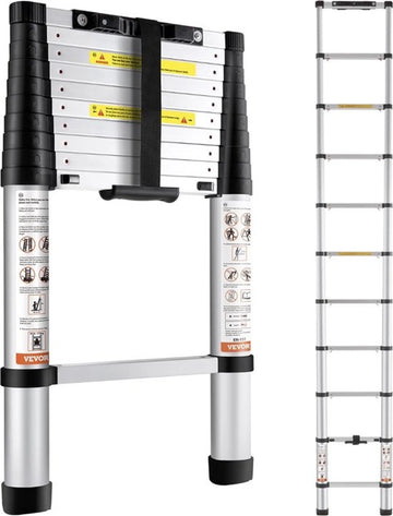 Vouwladder Telescopisch Uitschuifbaar draagvermogen 170kg - Telescopische Vouwladder 3.2m - Telescopische Ladders - Soft Close - Werkhoogte 3,8 m - Soft Close - Aluminium - Vouwtrap - Vouw ladder - Steigerladder