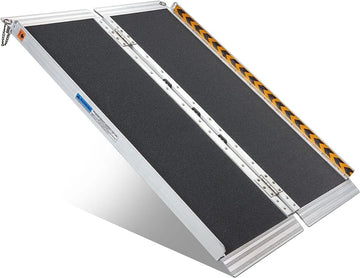 Oprijplaat Brug - Opvouwbaar tot 272 Kg - tot 90 cm - 362 kg capaciteit - Rolstoelhellingen voor trappen - verstelbare aluminium oprit - draagbaar met handel - antislip oppervlak Rolstoelhelling voor thuis - trappen