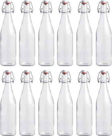 RANO - 12x beugelfles 500ml - Luchtdicht - fles met beugelsluiting / beugelflessen / weckfles / inmaakfles / sapfles / glazen flesjes met dop / decoratie