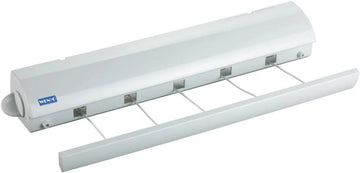 Wandwaslijnen, 5 waslijnen tot 4,20 m traploos uittrekbaar, praktisch rolsysteem met terugtrekblokkering, weerbestendig voor balkon en tuin, voor wandmontage incl. bevestigingsmateriaal