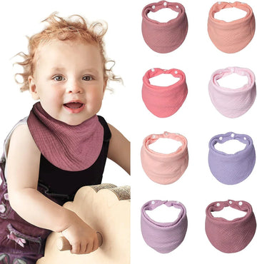 Bibs Baby absorberende driehoekige sjaal, mousseline halsdoek baby met verstelbare drukknop, zachte kwijlende slabbetjes voor jongens en meisjes, unisex, 8 stuks (oceaan)