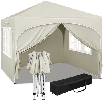 Happyment Luxe Partytent met zijwanden - Beige - Opvouwbaar - Easy up - Paviljoen - Waterdicht weerbestendig - 3x3 m