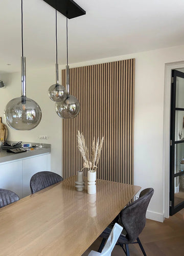 Eiken houtfineer Naturel Promo - Akoestisch Houten Wandpaneel - 240 x 60 cm | Echt Hout | Houten latten | Akupanel | Wanddecoratie| 3D Wandpanelen | Muurdecoratie | Lattenwanden | Wood panels | __________