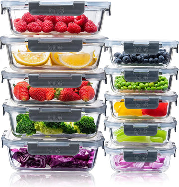 voedselopslagcontainer / Glass Food Storage Containers - Luchtdicht Portie Controle Voedsel Vershoudbak - voorraadpottenset / voorraaddozen, glas,