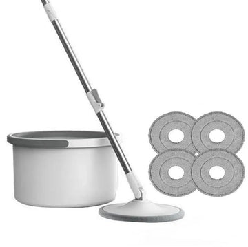 Dweil - 2-IN-1 - Dwijl En Emmer - Intrekbare Mop - Dweilsysteem - Dweilset & Vloerwissers - Inclusief 4 Dweildoeken Set - Grijs