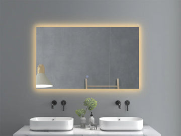 Badkamerspiegel met LED verlichting en verwarming - 3 LED standen - Condensvrij - Dimbaar - Rechthoek 100x60 cm spiegel - Spiegel douche - Anti Condens - Inclusief ronde afvoerstop