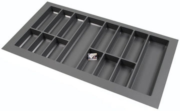 Kunststof Bestekbak Classic Serie Antraciet, Breedte 98-90 cm - Diepte 54-47 - Breedte en diepte op maat te maken - Besteklade, Bestekhouder, Bestekbakken op maat
