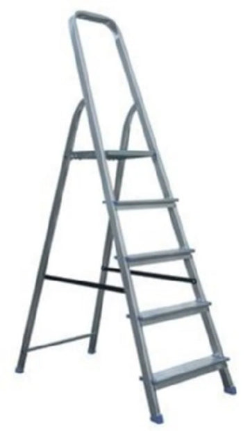 Huishoudtrap trapladder - 5 Treden - aluminium - Professioneel en Huishoud gebruik - Anti-Slip treden- Europese keuring