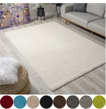 Vloerkleed Creme Effen Hoogpolig Tapijt Loca - 160x230cm