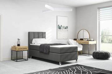 Meuba Home - Julio Boxspring - Antraciet - 90x200 - Binnen vering box - Met topper