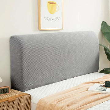 Hoes voor het hoofdbord van het bed, rekbaar, wasbaar, verdikt, spandex, all-inclusive stofdicht, hoofdbordhoes voor tweepersoonsbed, eenpersoonsbed, bed, hoofdbordbekleding (180-200 cm, grijze bloemen)
