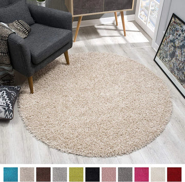 Loca Shaggy Vloerkleed Beige - 200 CM - Vloerkleed Hoogpolig - Tapijt Woonkamer, Slaapkamer