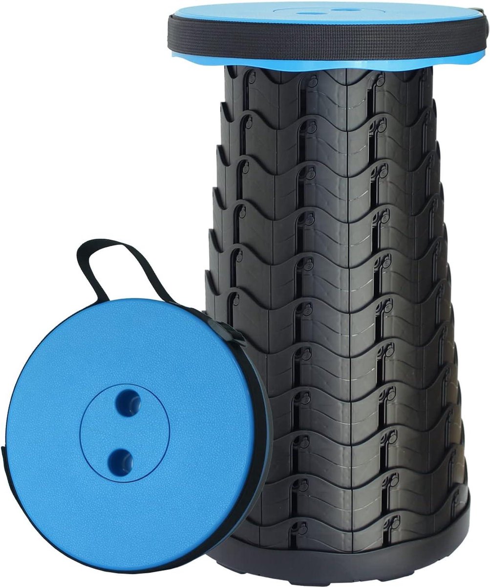 Draagbare klapkruk telescopische kruk blauw opvouwbaar - kinderkruk campingkruk viskruk - draagkracht 180 kg