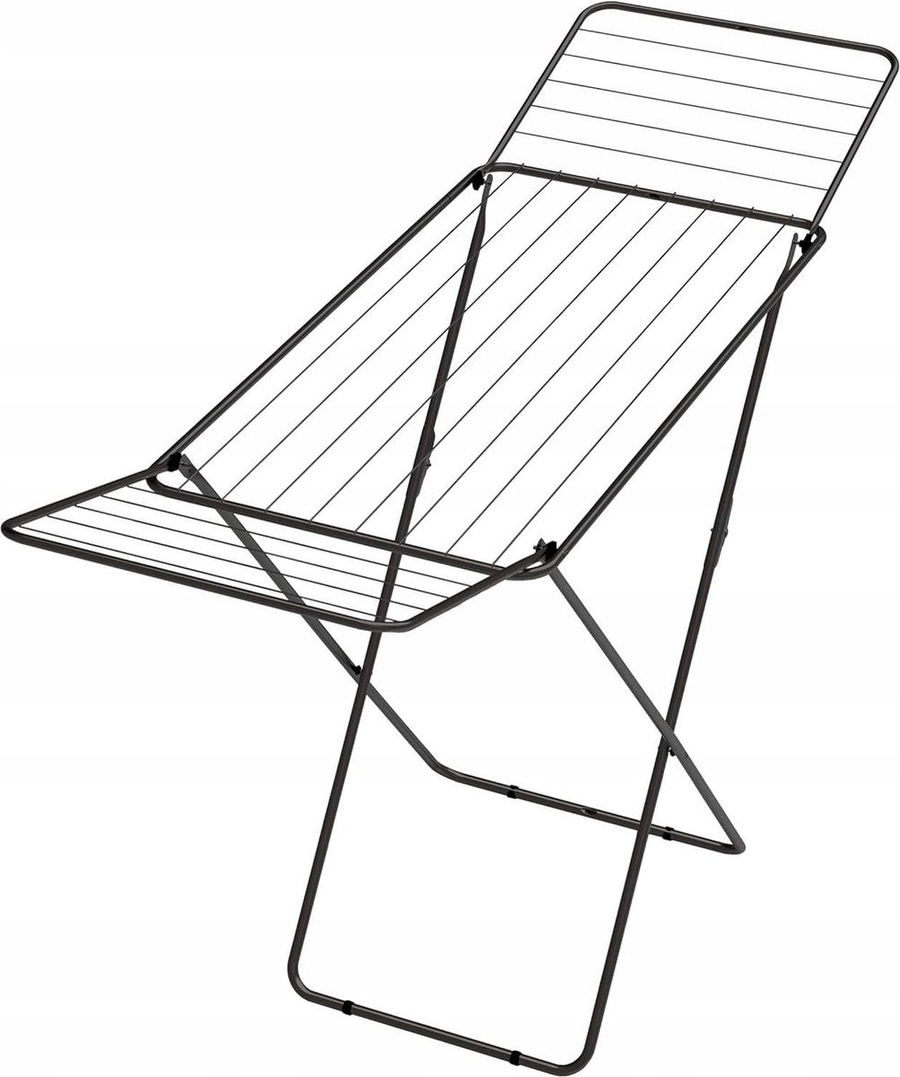 Droogrek vleugeldroogrek inklapbaar en staand - Ruim wasdroogrek tot 18 meter wasgoed zwart 107 folding wall laundry rack