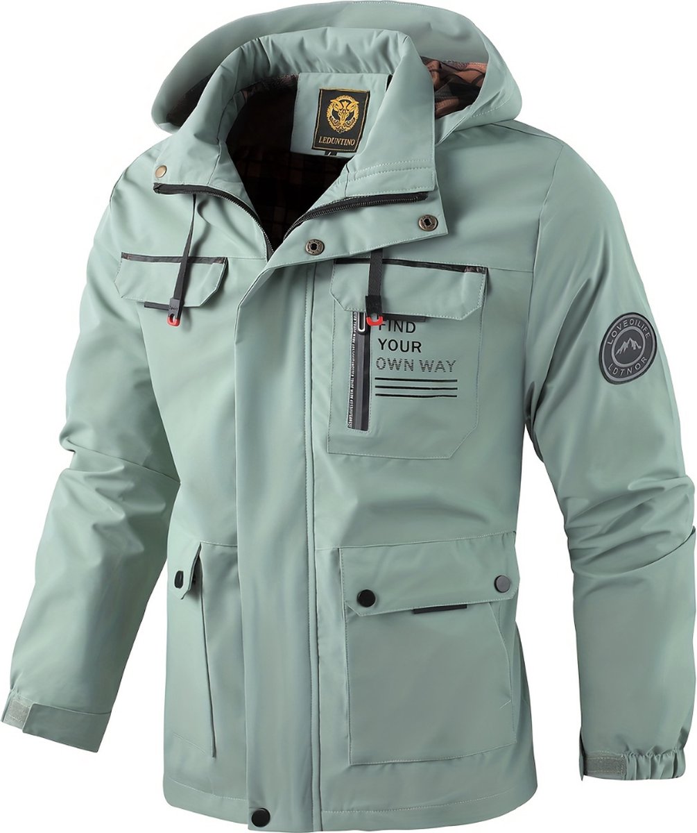 Windjas Voor Heren - Parka - Lente & Herfst - Jas - Volwassen - Licht Groen - Maat M