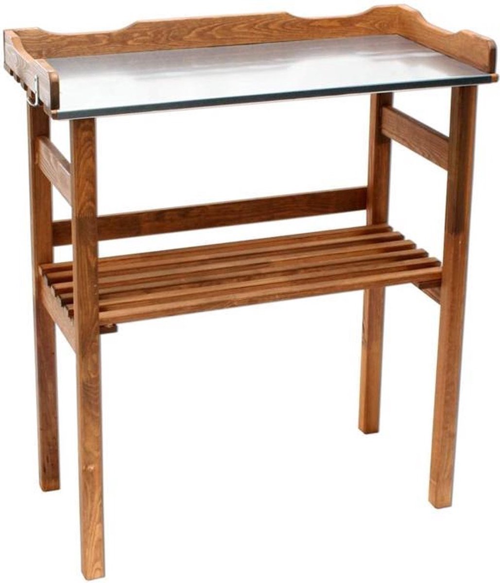 Oppottafel met Verzinkt Werkblad - 78x38x86 cm - massief grenen bruin