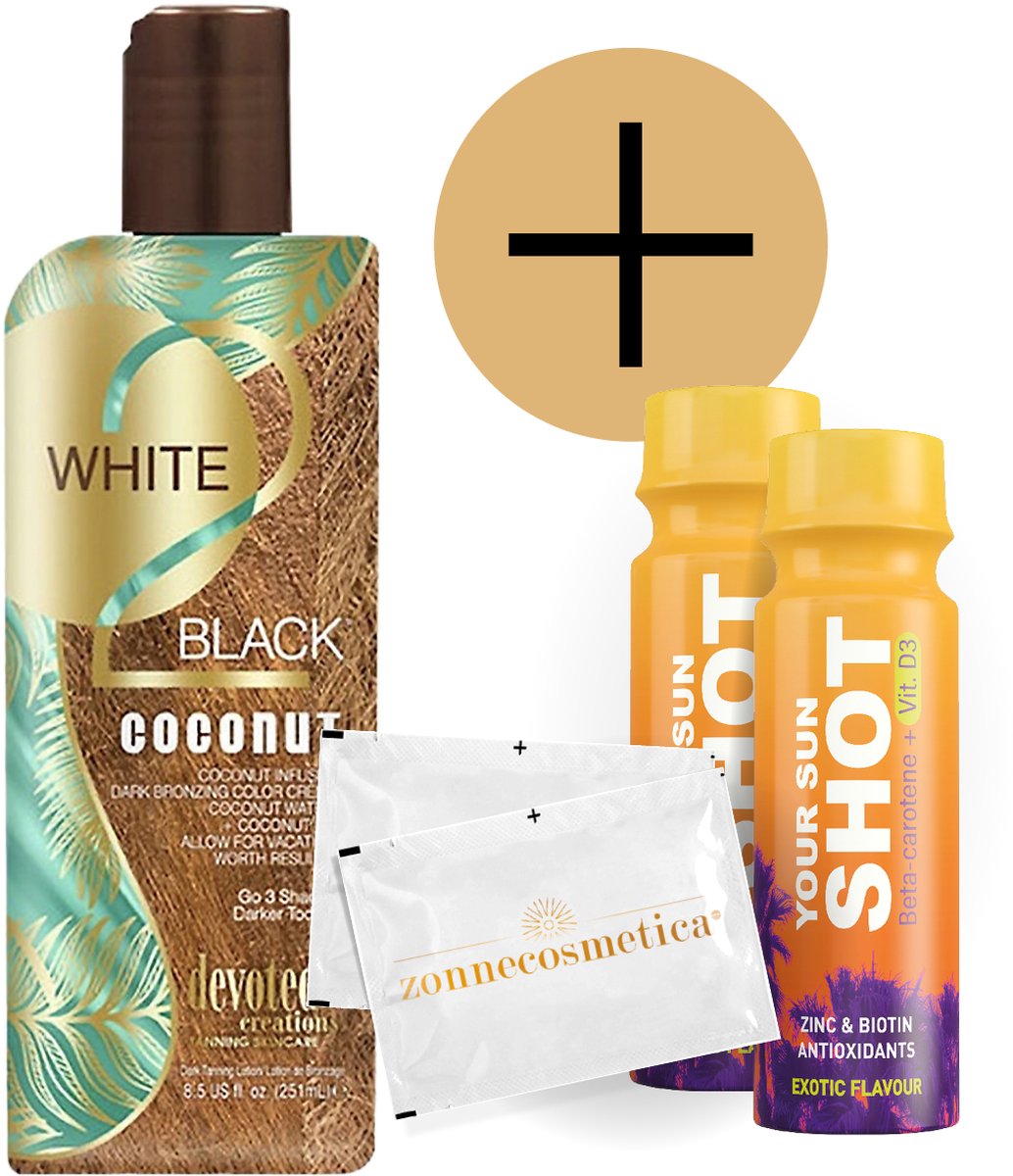 Devoted Creations - White 2 Black Coconut + 2 Your Sun Shots + 2 Verfrissingsdoekjes