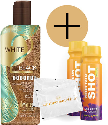 Devoted Creations - White 2 Black Coconut + 2 Your Sun Shots + 2 Verfrissingsdoekjes