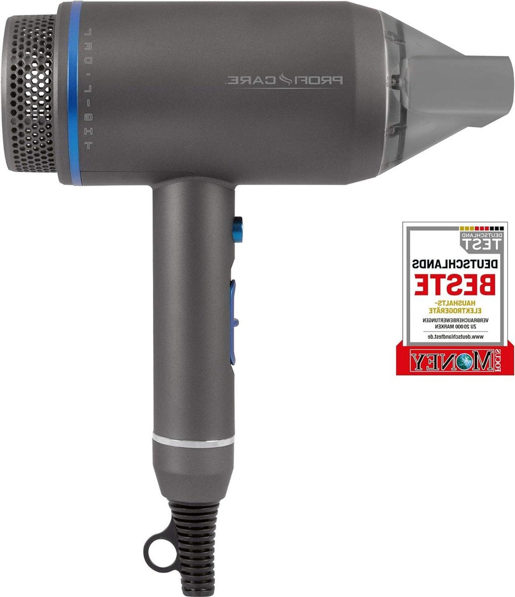 Haardroger met diffuser - Professioneel - Blauw-Antraciet - Accessoires - 1600 Watt Compact