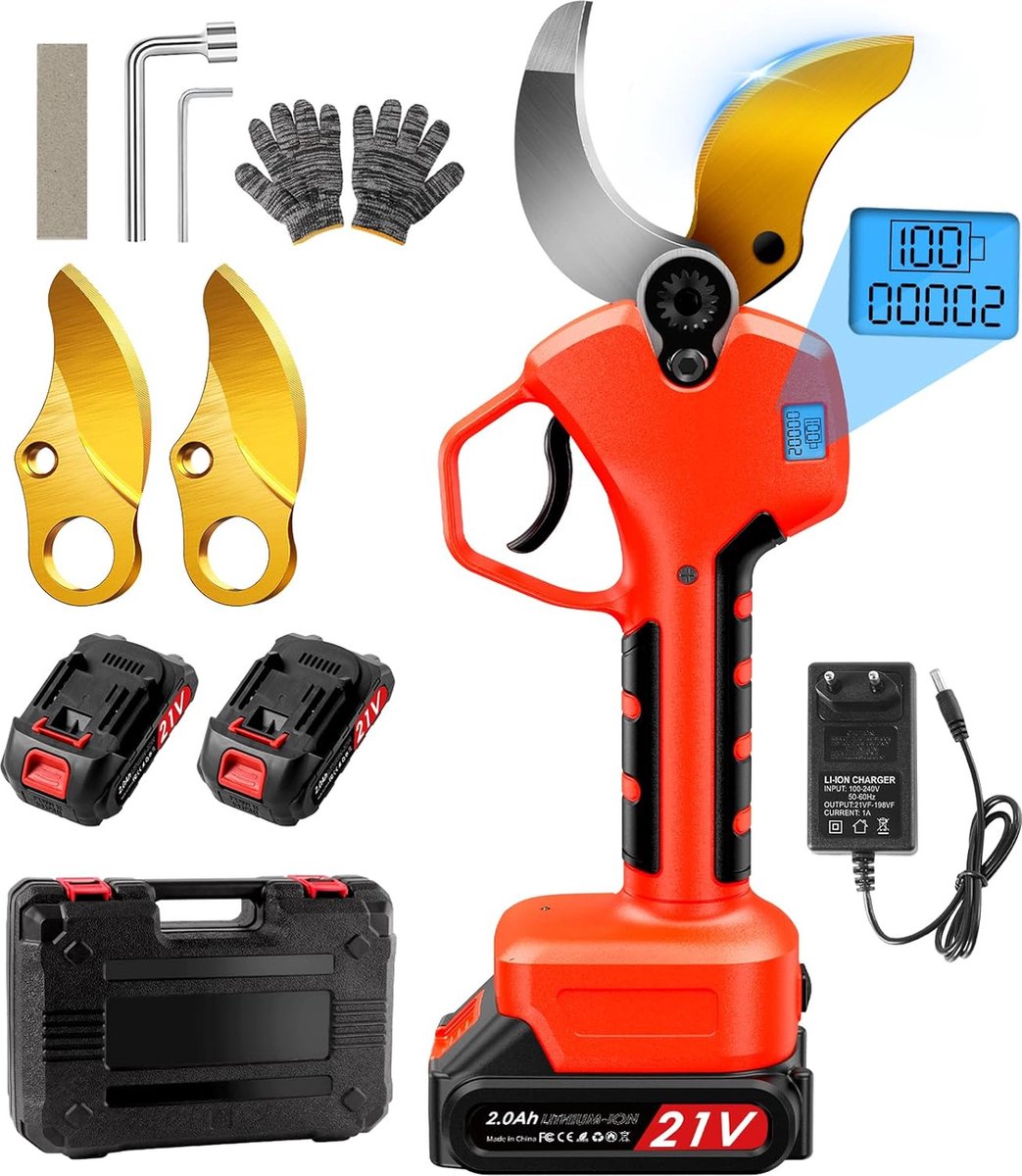 Elektrische Snoeischaar - Heggenschaar - Draadloos Elektrisch Takkenschaar - Tuinschaar - Tuin Snoei Schaar voor Knippen & Snoeien van Heggen & Takken