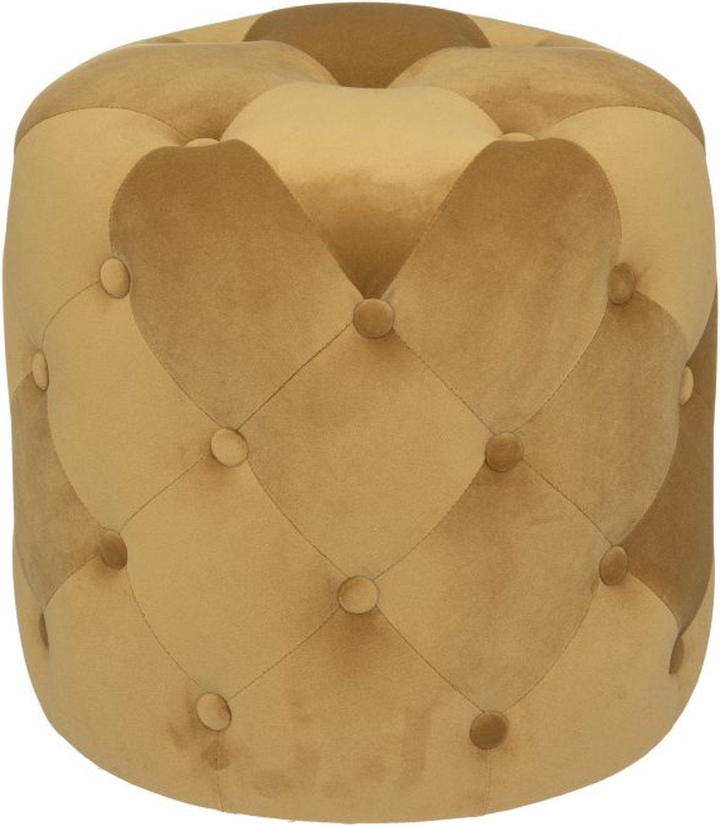 Velvet poef gecapitonneerd – Oker Geel – Ø 40 cm x H 40 cm