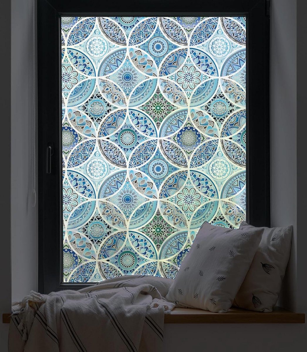 Privacy raamfolie - Niet-klevende glas-in-lood folie voor badkamer - Warmteregeling en anti-UV - 90 x 200 cm