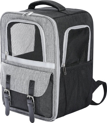 Luxe Hondentas (L) - Reis tas - rugzak voor honden en katten - 40x30x23.5cm - huisdier kat vervoer - kattentas - hondendraagtas - transport meenemen vakantie - hondendrager reistas - carrier - Grijs