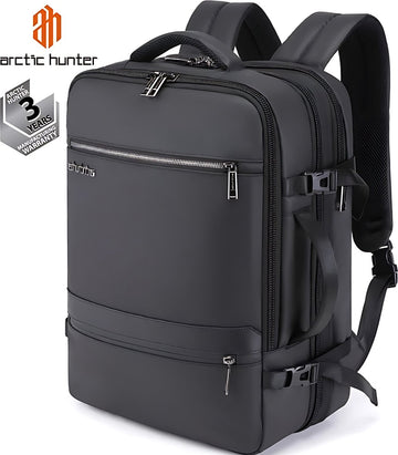 Arctic Hunter Rugzak - Laptop Rugtas - Motortas - Usb Ingang - Waterafstotend Materiaal - Zwart - 32L