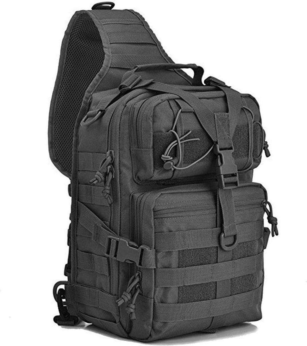 Waterdichte Militaire Tactische Sling Bag Pack - Borst Schouder Rugzak Molle Reistas DayPack - Zwart