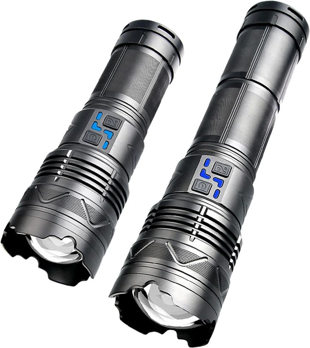 Bolmans - Zaklampen - Flashlight - Maglite - Zaklamp LED - Zoom - 1500M Radius - 100W - Oplaadbaar - Waterproof - Militaire Zaklamp