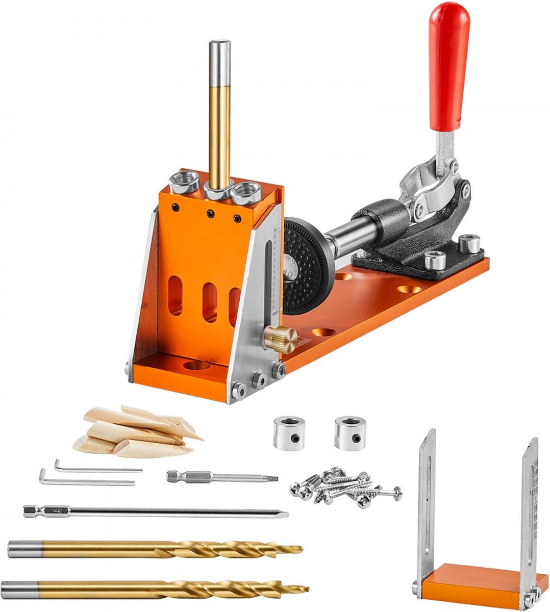 Pocket Hole Jig Kit Three Pocket Hole met Wrench & Square Drive Bits, deuvelhulp boormal voor het boren van pocketgaten en schuine gaten, boorhulp voor houtbewerking Alu.