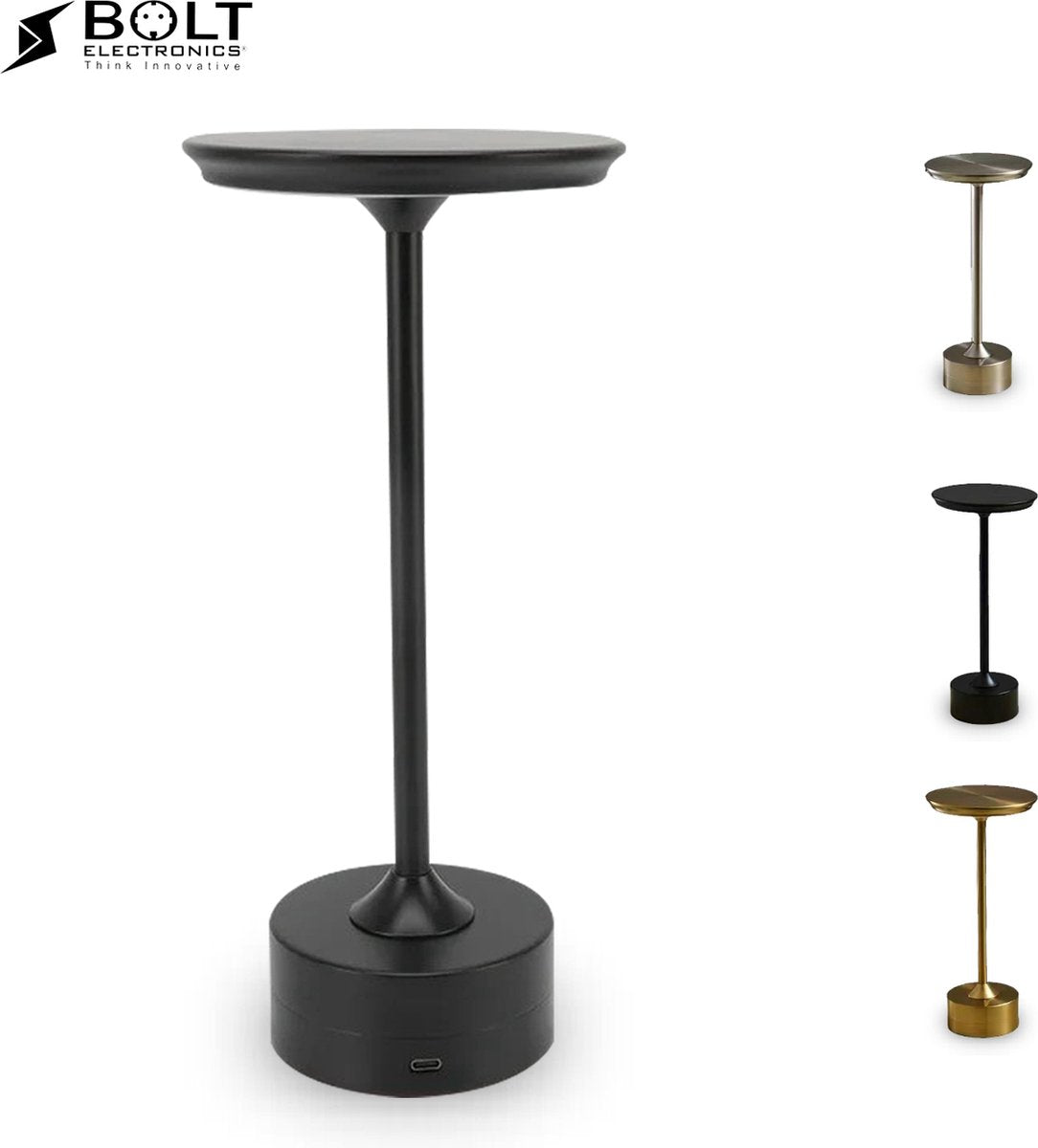 Bolt Electronics® - Tafellamp oplaadbaar - Tafellampen - Dimbaar - Slaapkamer - Woonkamer - zwart